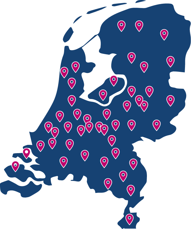 Kaart van Nederland met aangesloten scholen